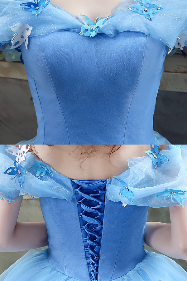 Blue Princess Long Cinderella-style Ball Gown for Formal Events