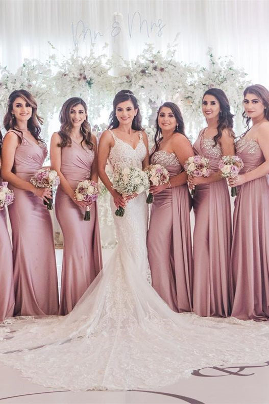 Gorgeous One-Shoulder Long Beaded Bridesmaid Gown for Special Occasions