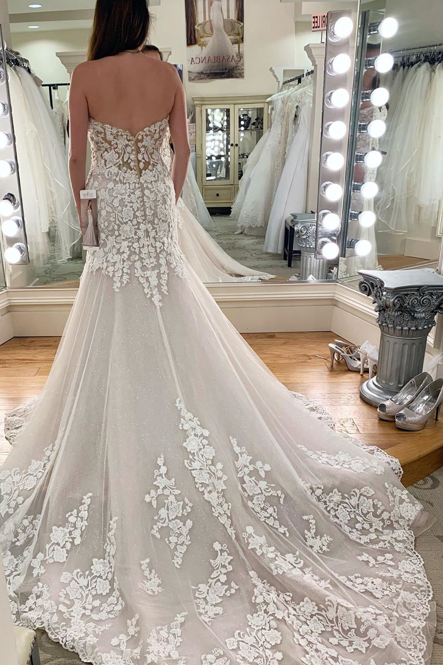 Ivory Long Princess Sweetheart Mermaid Wedding Dress with Delicate Lace