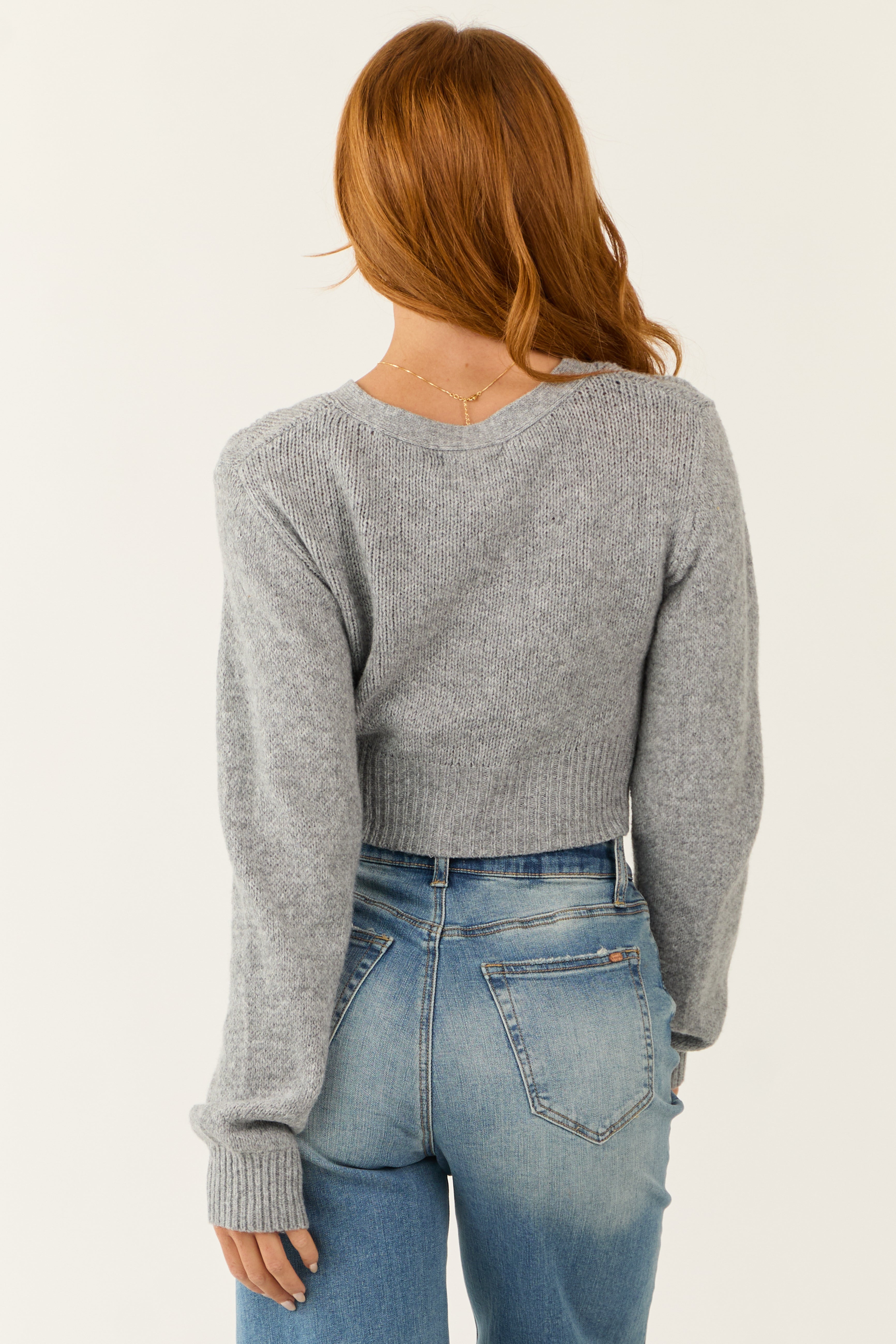 Stylish Steel Flower Button Cropped Women's Cardigan for Fashionable Outfits